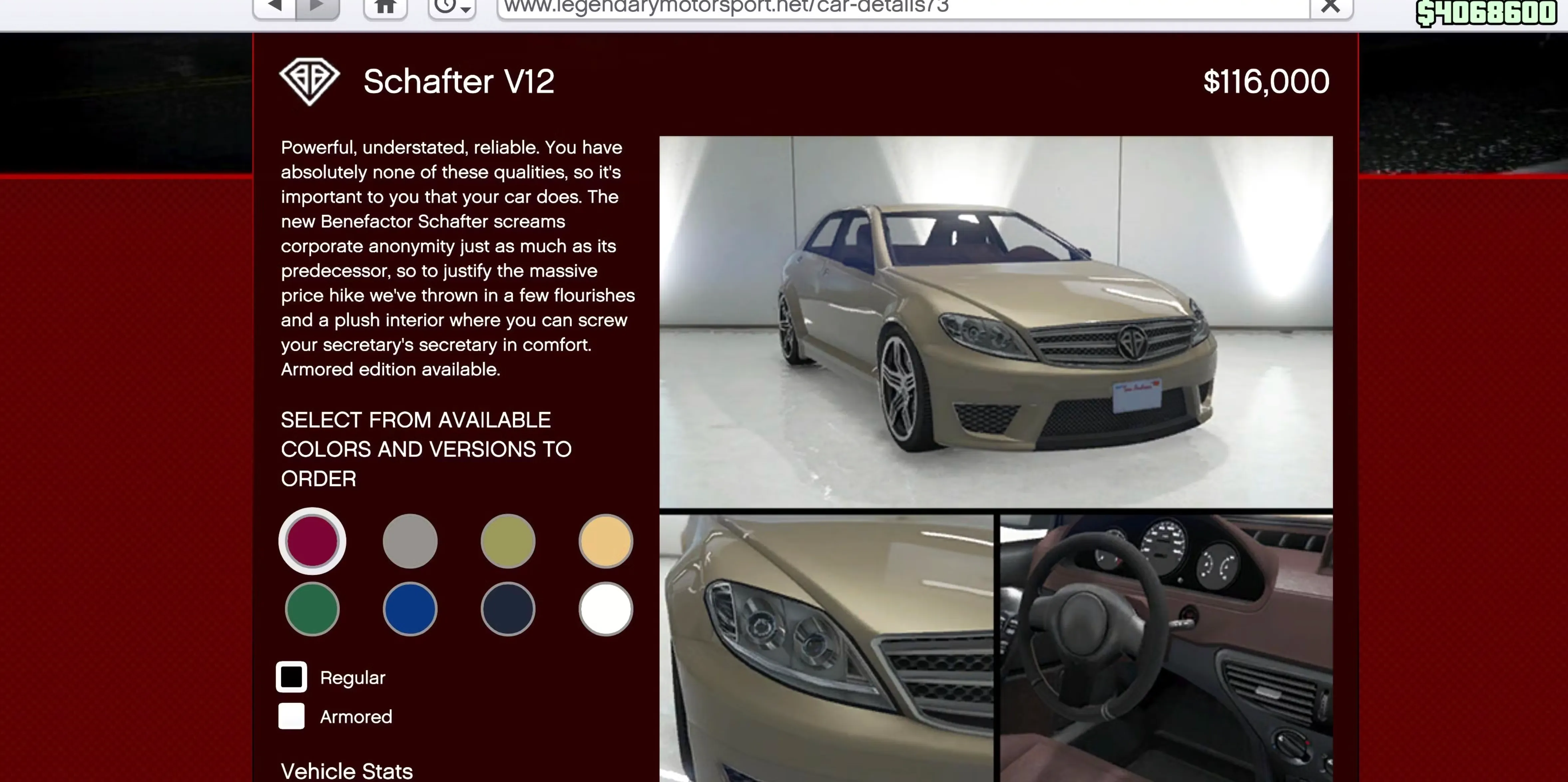 Sedan Benefactor Schafter V12 gta